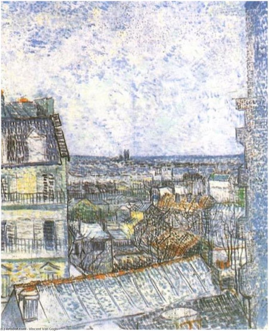 Wikioo.org – L'Enciclopedia delle Belle Arti - Pittura, Opere di Vincent Van Gogh - vista di parigi da Vincent's Stanza rue lepic 2