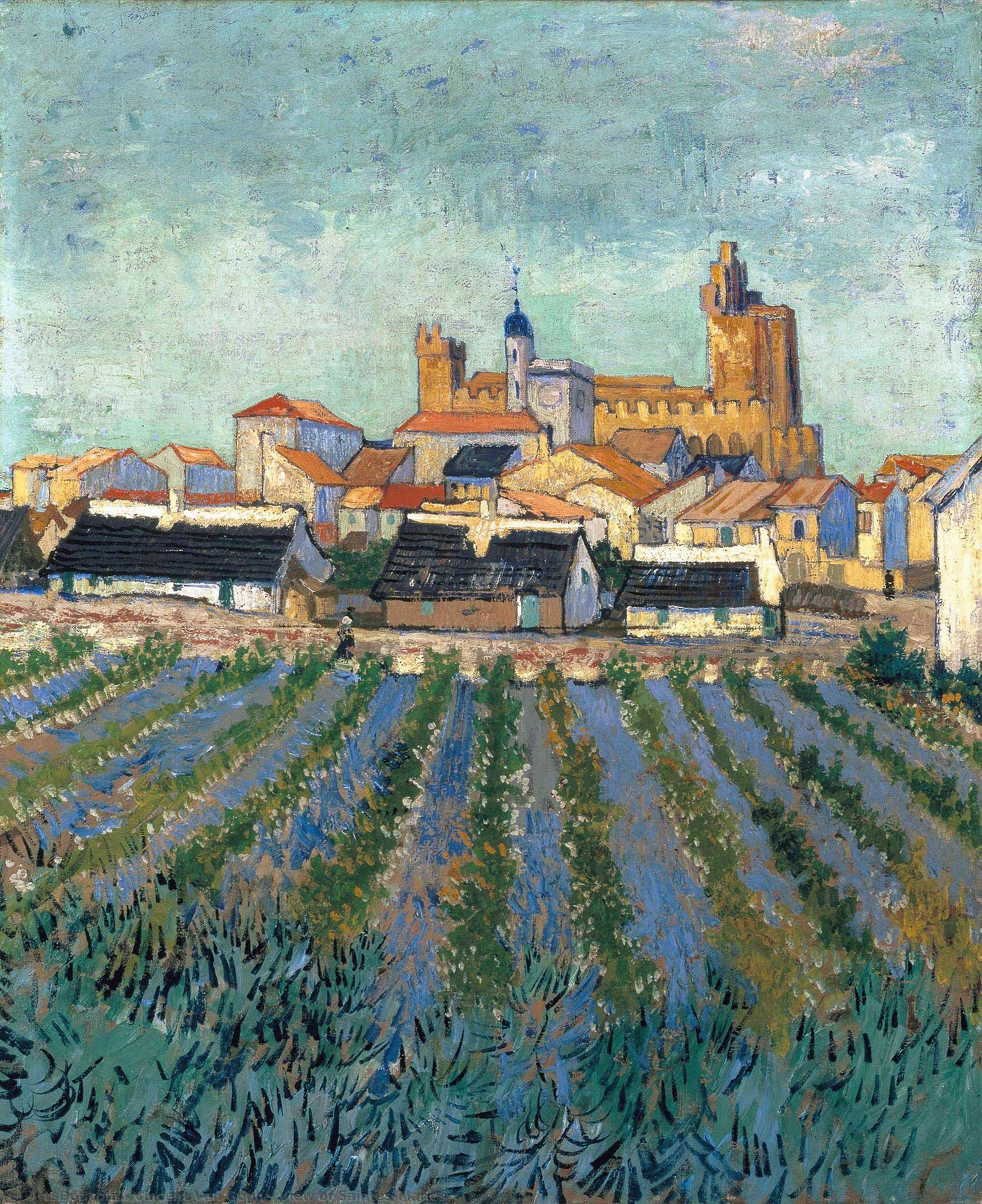 WikiOO.org - Encyclopedia of Fine Arts - Schilderen, Artwork Vincent Van Gogh - View of Saintes-Maries