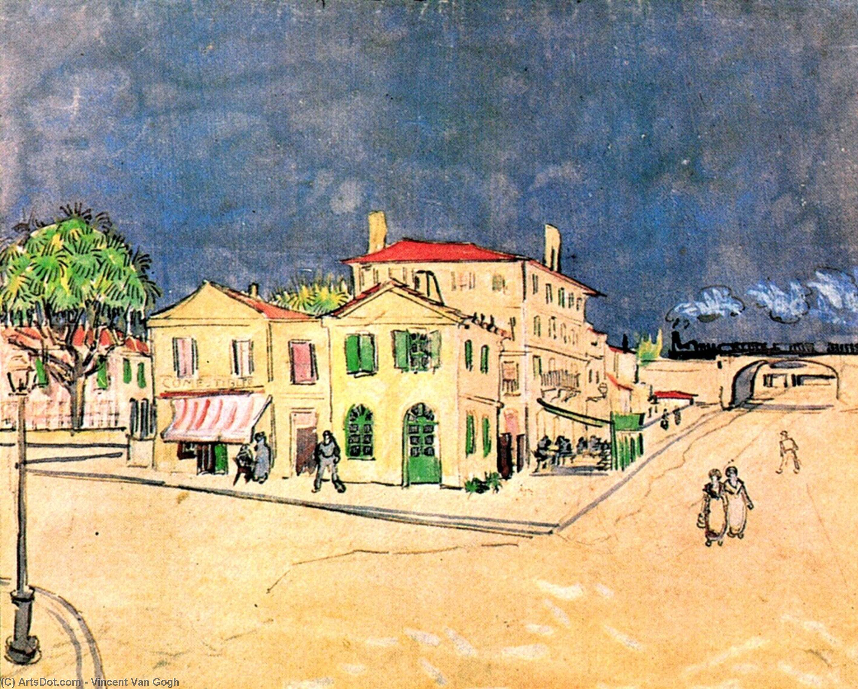 WikiOO.org - Encyclopedia of Fine Arts - Lukisan, Artwork Vincent Van Gogh - Vincent's House in Arles (The Yellow House)