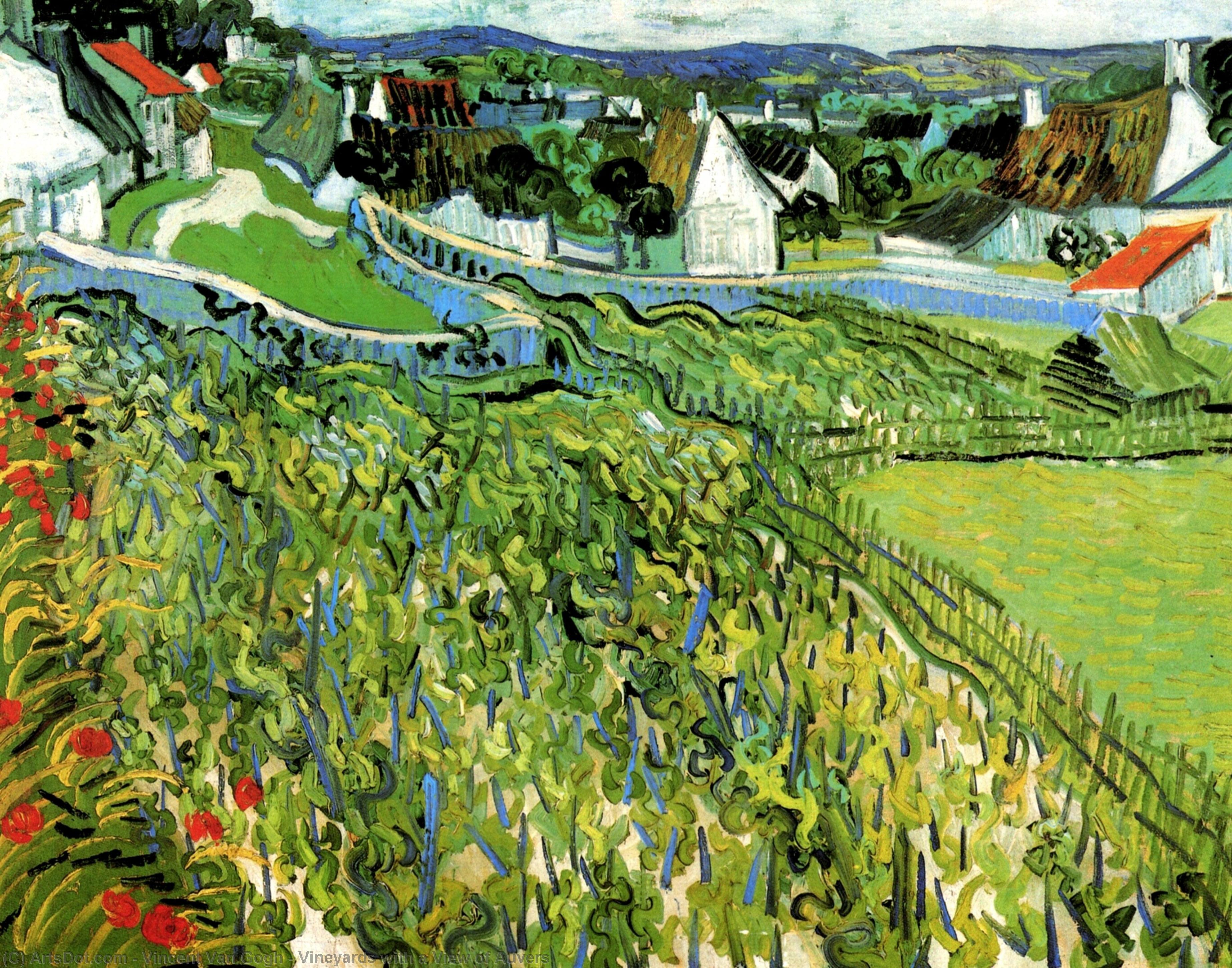 Wikioo.org - The Encyclopedia of Fine Arts - Painting, Artwork by Vincent Van Gogh - Vineyards with a View of Auvers