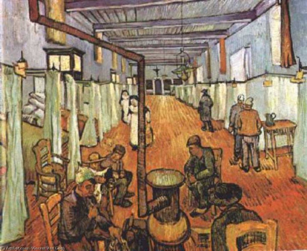 Wikoo.org - موسوعة الفنون الجميلة - اللوحة، العمل الفني Vincent Van Gogh - Ward in the Hospital in Arles