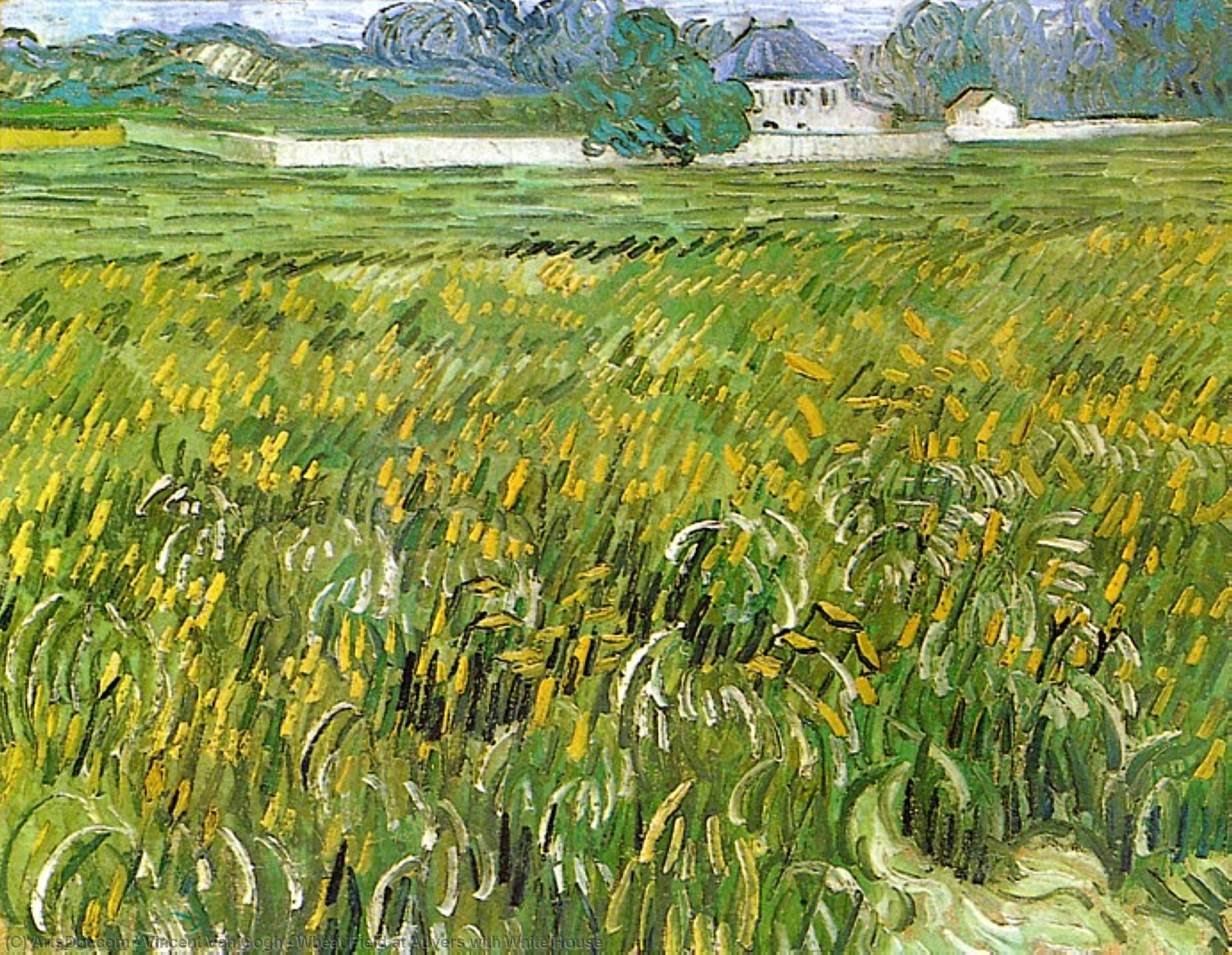 WikiOO.org – 美術百科全書 - 繪畫，作品 Vincent Van Gogh - 小麦 领域  在  瓦兹  与  白  家