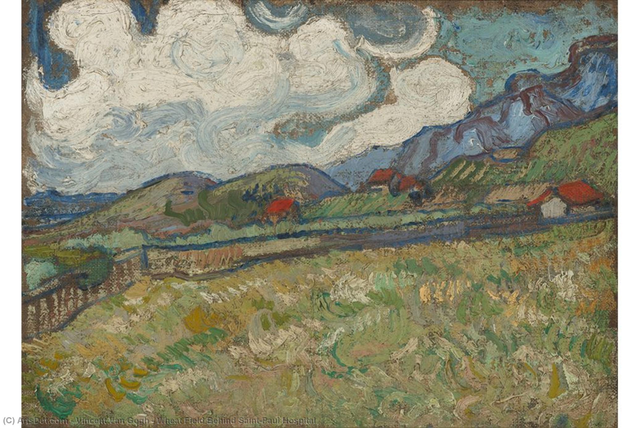 Wikioo.org - The Encyclopedia of Fine Arts - Painting, Artwork by Vincent Van Gogh - Wheat Field Behind Saint-Paul Hospital