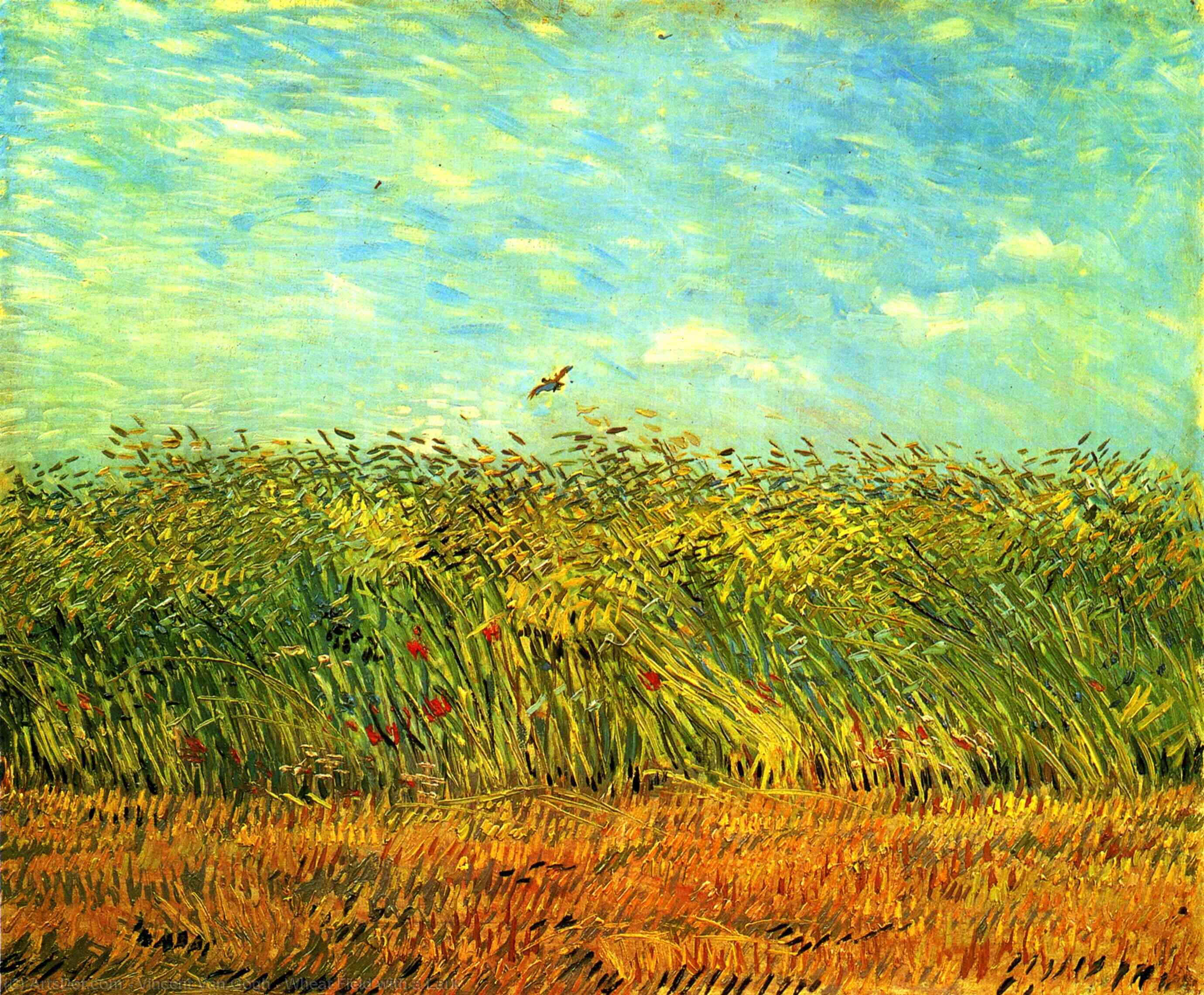 Wikioo.org – La Enciclopedia de las Bellas Artes - Pintura, Obras de arte de Vincent Van Gogh - campo de trigo enestado  Un  Alondra