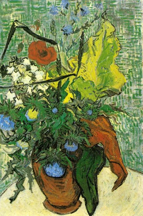 Wikioo.org - The Encyclopedia of Fine Arts - Painting, Artwork by Vincent Van Gogh - Wild Flowers and Thistles in a Vase