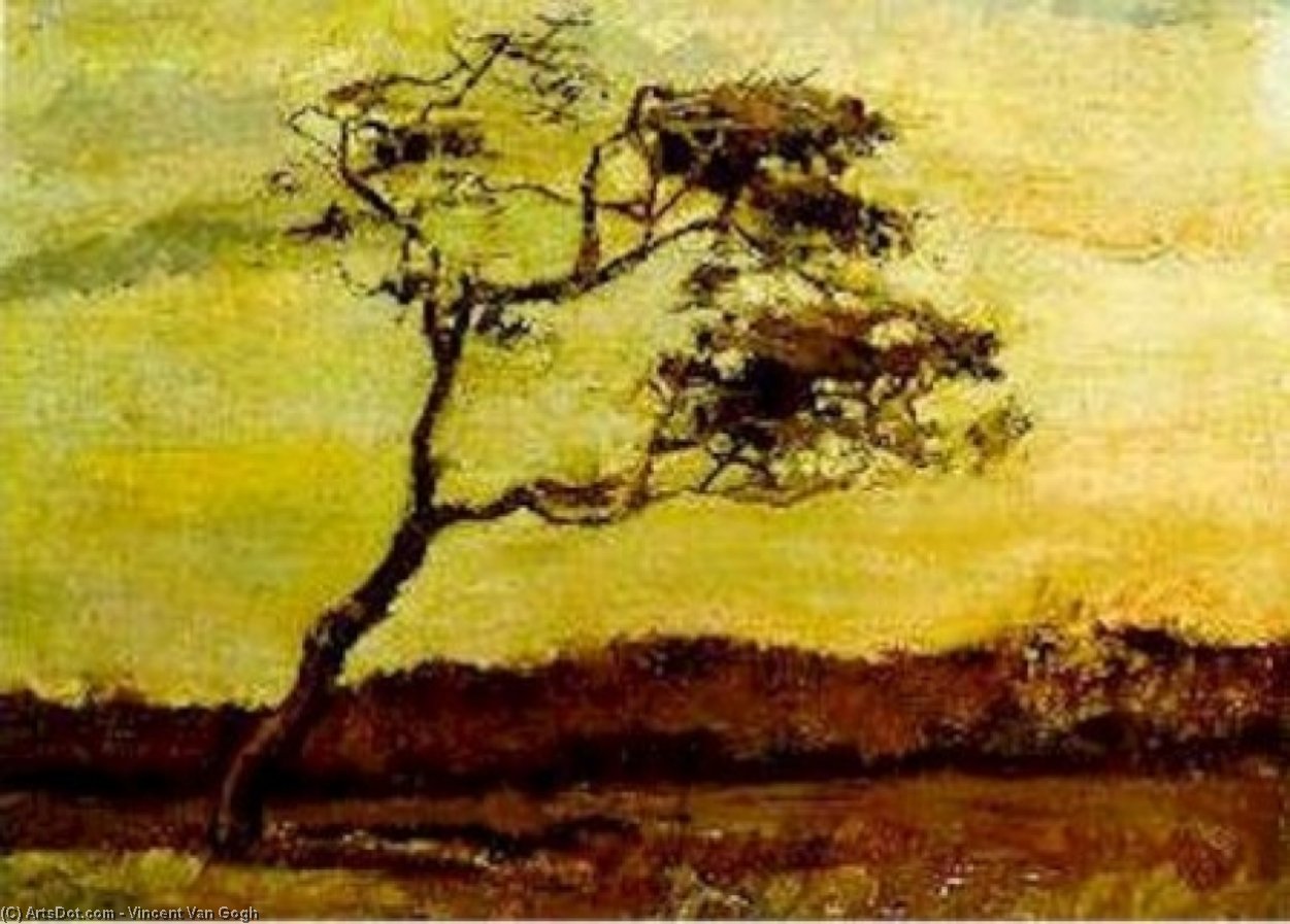 WikiOO.org - Güzel Sanatlar Ansiklopedisi - Resim, Resimler Vincent Van Gogh - Wind-Beaten Tree, A