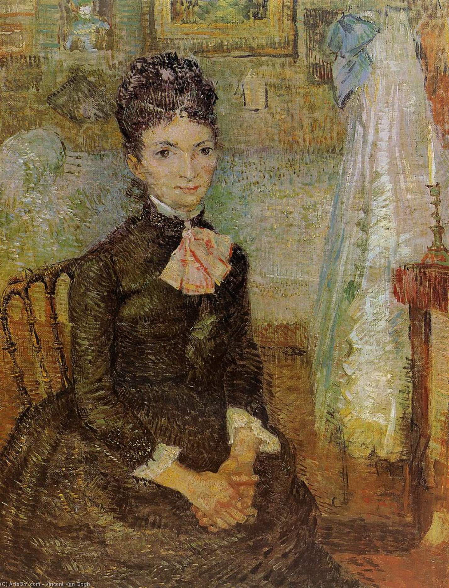 Wikioo.org – La Enciclopedia de las Bellas Artes - Pintura, Obras de arte de Vincent Van Gogh - mujer sentada apropósito  Un  cuna