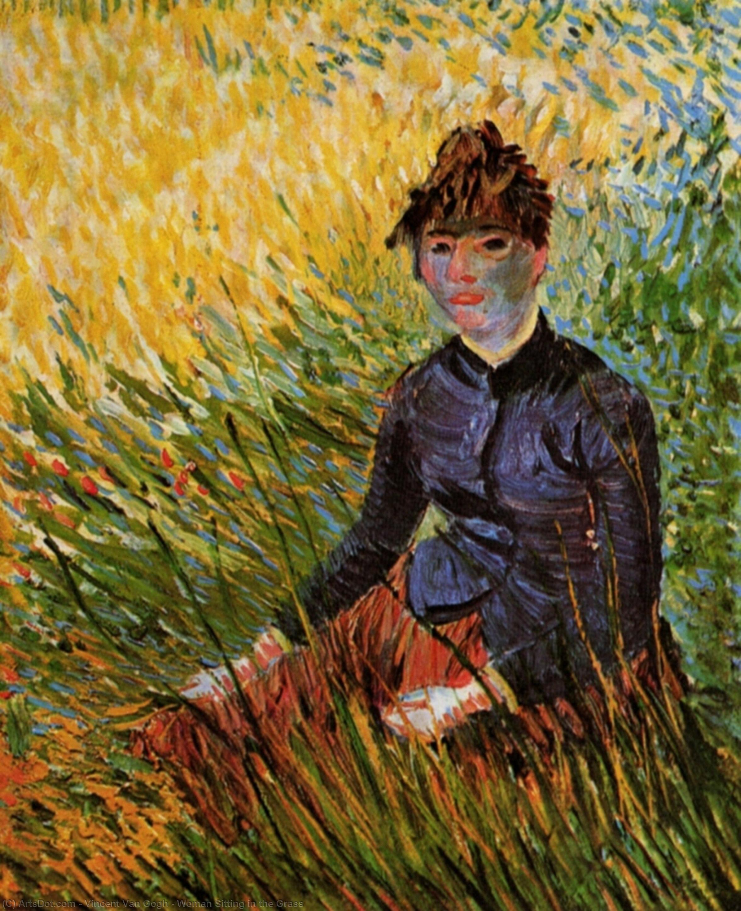 Wikioo.org - The Encyclopedia of Fine Arts - Painting, Artwork by Vincent Van Gogh - Woman Sitting in the Grass