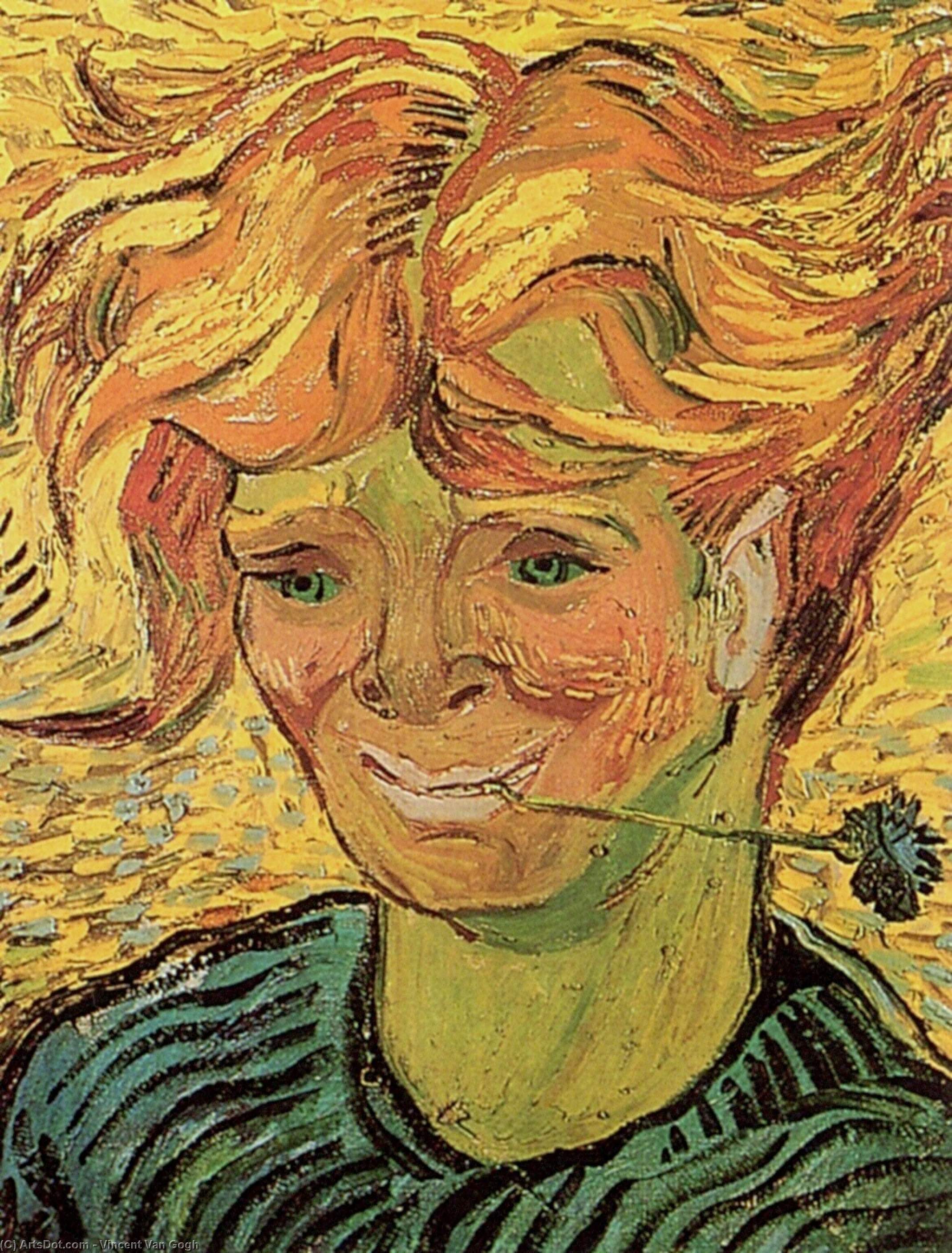 Wikioo.org - The Encyclopedia of Fine Arts - Painting, Artwork by Vincent Van Gogh - Young Man with Cornflower