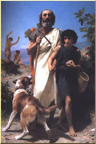 Wikioo.org - The Encyclopedia of Fine Arts - Painting, Artwork by William Adolphe Bouguereau - Homer and His Guide