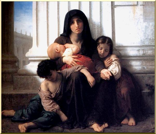 Wikioo.org – La Enciclopedia de las Bellas Artes - Pintura, Obras de arte de William Adolphe Bouguereau - familia indigente ( Caridad )