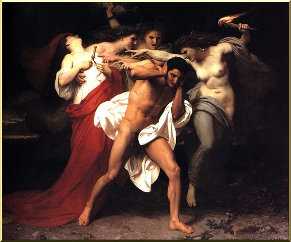 Wikioo.org – L'Enciclopedia delle Belle Arti - Pittura, Opere di William Adolphe Bouguereau - oresto perseguito dalle furie