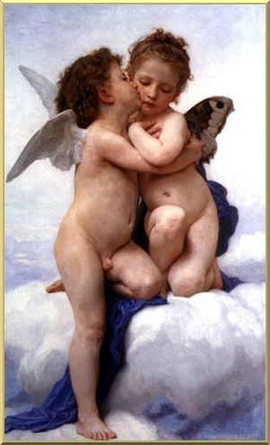 Wikioo.org - The Encyclopedia of Fine Arts - Painting, Artwork by William Adolphe Bouguereau - The First Kiss
