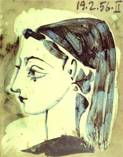Wikoo.org - موسوعة الفنون الجميلة - اللوحة، العمل الفني Pablo Picasso - Profile of Jacqueline