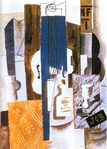 Wikioo.org – L'Encyclopédie des Beaux Arts - Peinture, Oeuvre de Pablo Picasso - violon bouteille  et  en verre