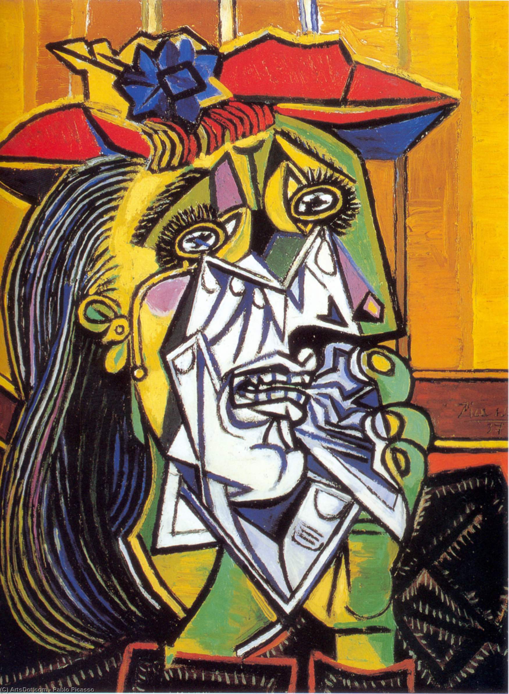 Wikoo.org - موسوعة الفنون الجميلة - اللوحة، العمل الفني Pablo Picasso - Weeping Woman