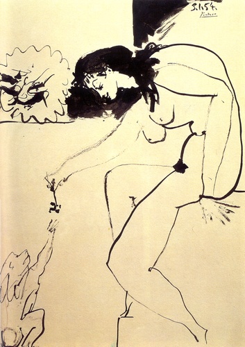 Wikioo.org - Die Enzyklopädie bildender Kunst - Malerei, Kunstwerk von Pablo Picasso - Frau und Affe