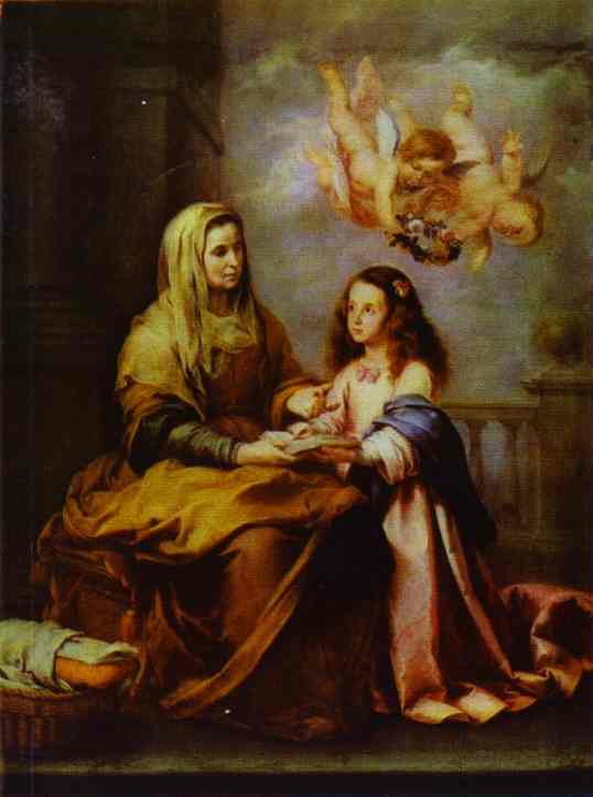 Wikioo.org - The Encyclopedia of Fine Arts - Painting, Artwork by Bartolome Esteban Murillo - Childhood of Virgin