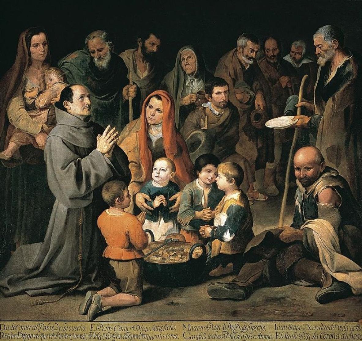 Wikioo.org - The Encyclopedia of Fine Arts - Painting, Artwork by Bartolome Esteban Murillo - St. Diego Giving Alms