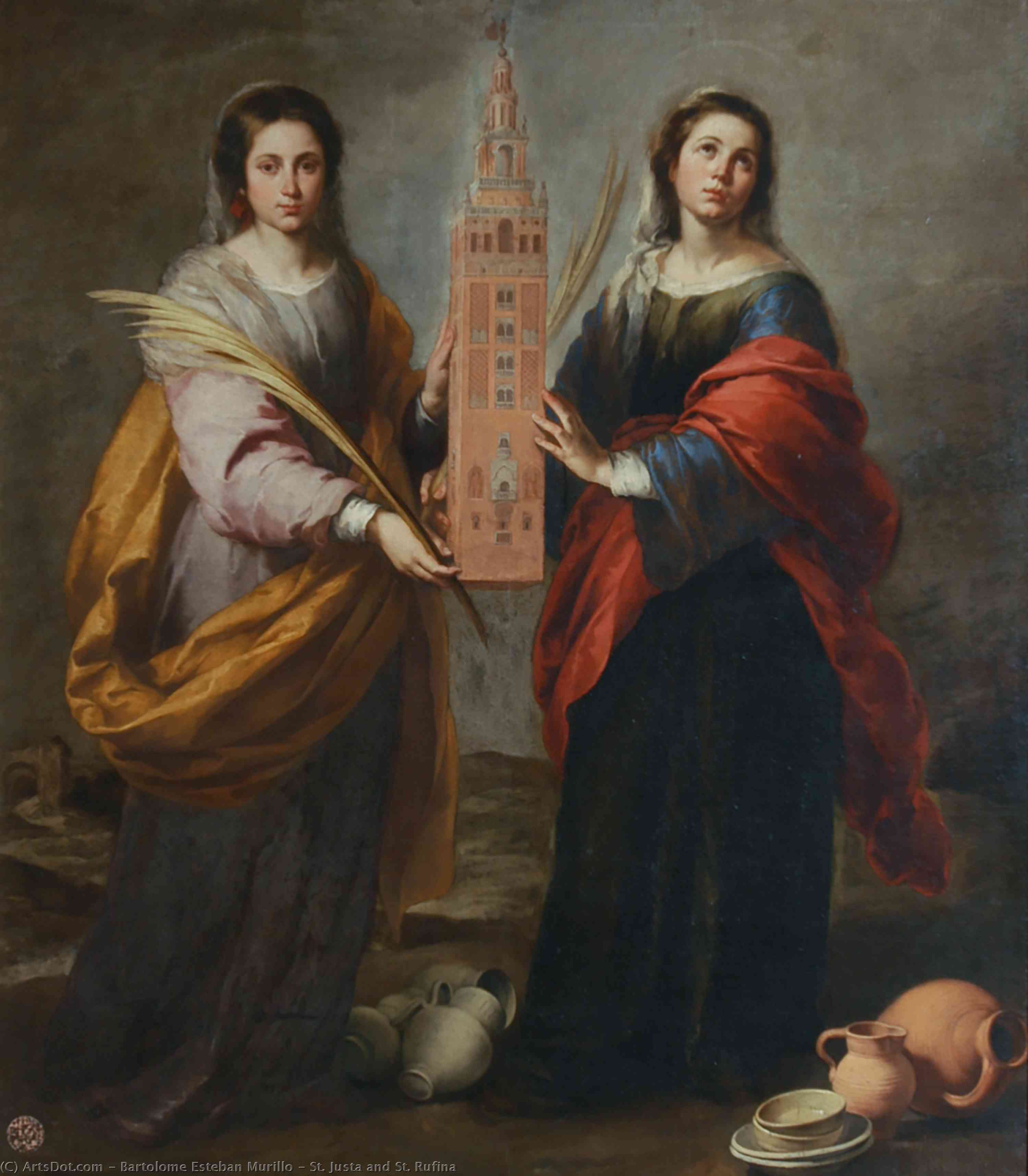 Wikioo.org - The Encyclopedia of Fine Arts - Painting, Artwork by Bartolome Esteban Murillo - St. Justa and St. Rufina