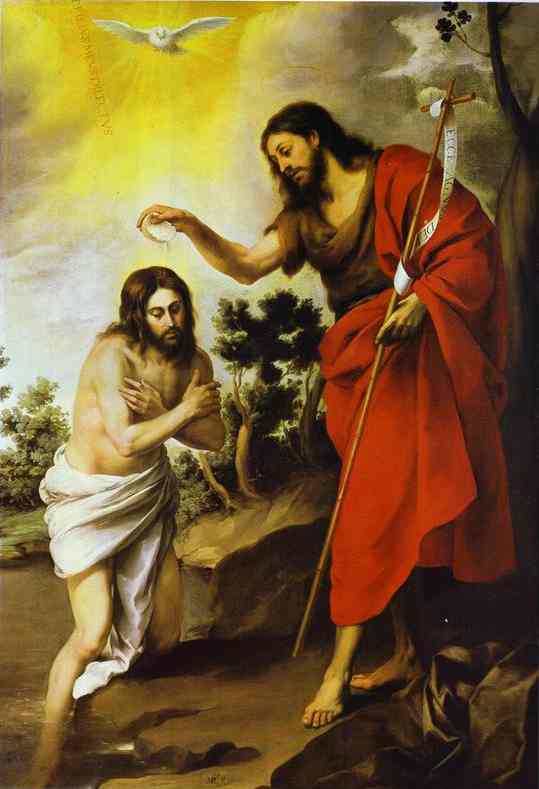 WikiOO.org – 美術百科全書 - 繪畫，作品 Bartolome Esteban Murillo - 洗礼 的  基督