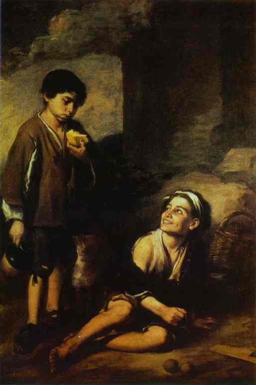 Wikioo.org - The Encyclopedia of Fine Arts - Painting, Artwork by Bartolome Esteban Murillo - Two Peasant Boys