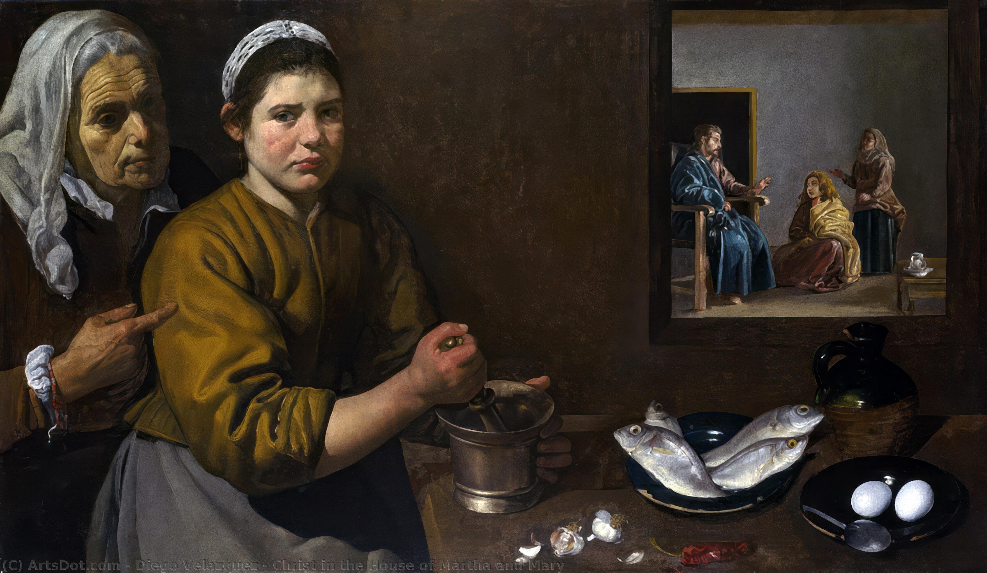 Wikioo.org - The Encyclopedia of Fine Arts - Painting, Artwork by Diego Velazquez - Christ in the House of Martha and Mary