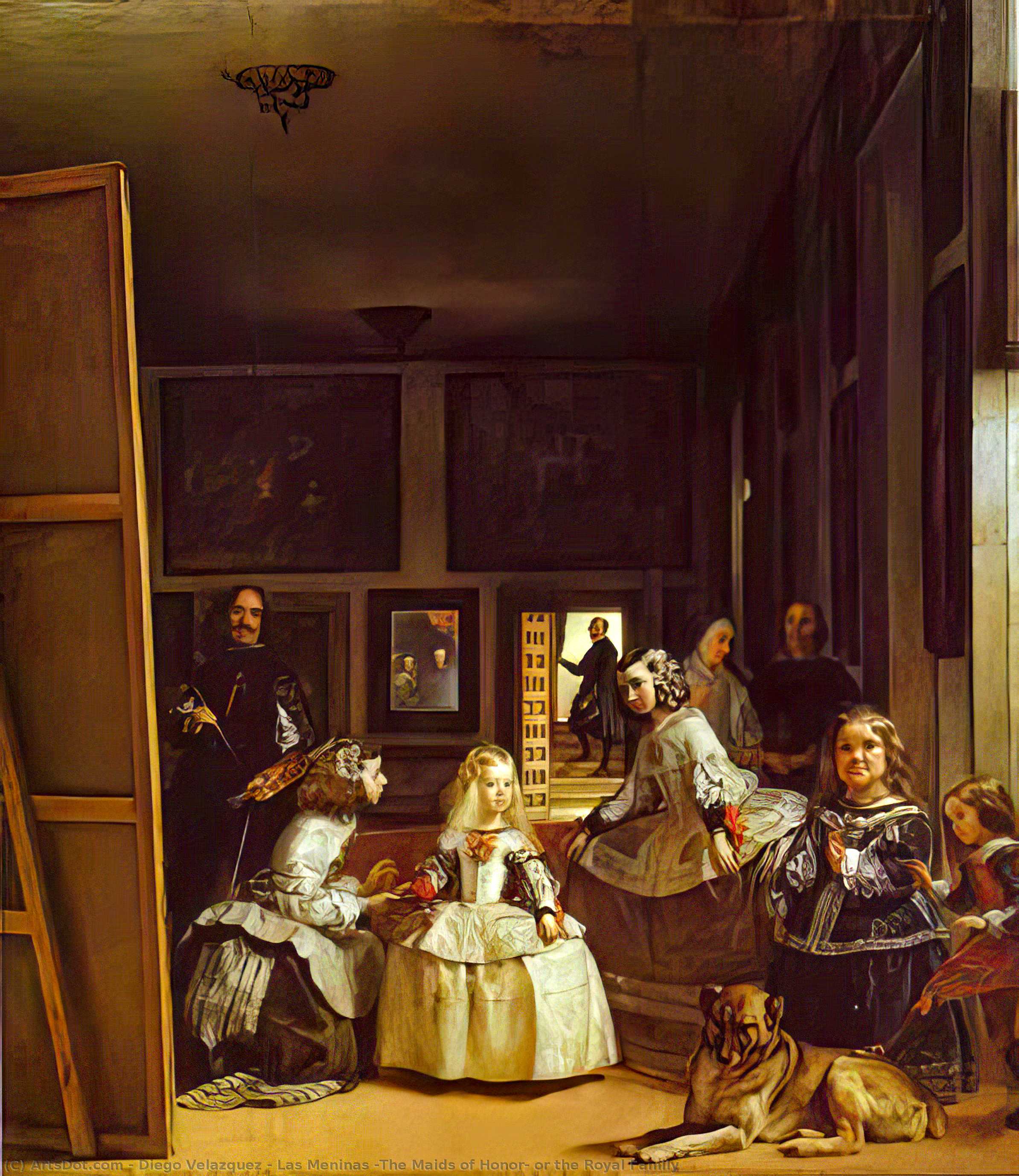 Wikioo.org – La Enciclopedia de las Bellas Artes - Pintura, Obras de arte de Diego Velazquez - las meninas ( las damas de honor ) o la familia real