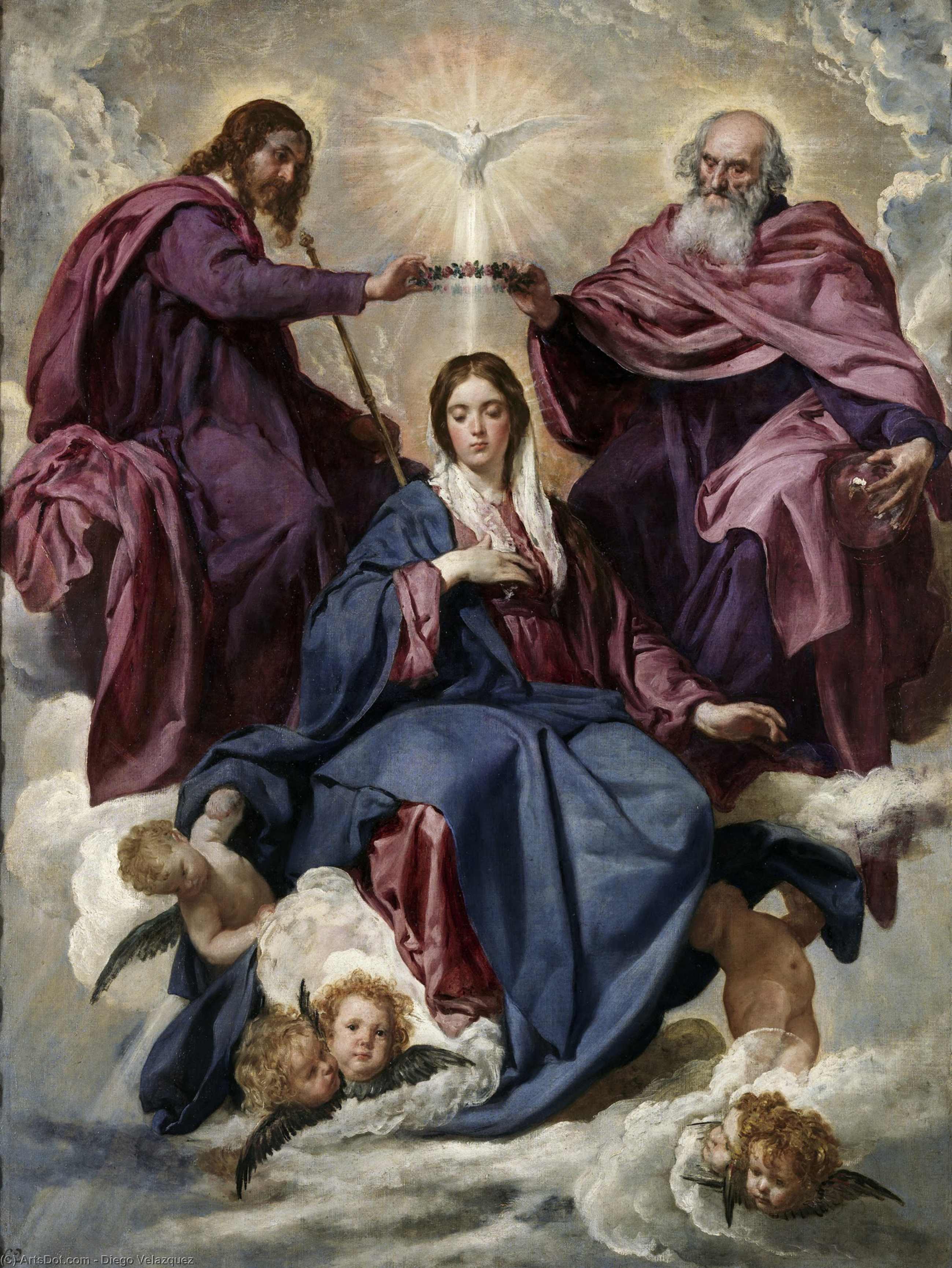 Wikioo.org – La Enciclopedia de las Bellas Artes - Pintura, Obras de arte de Diego Velazquez - la coronación de la virgen