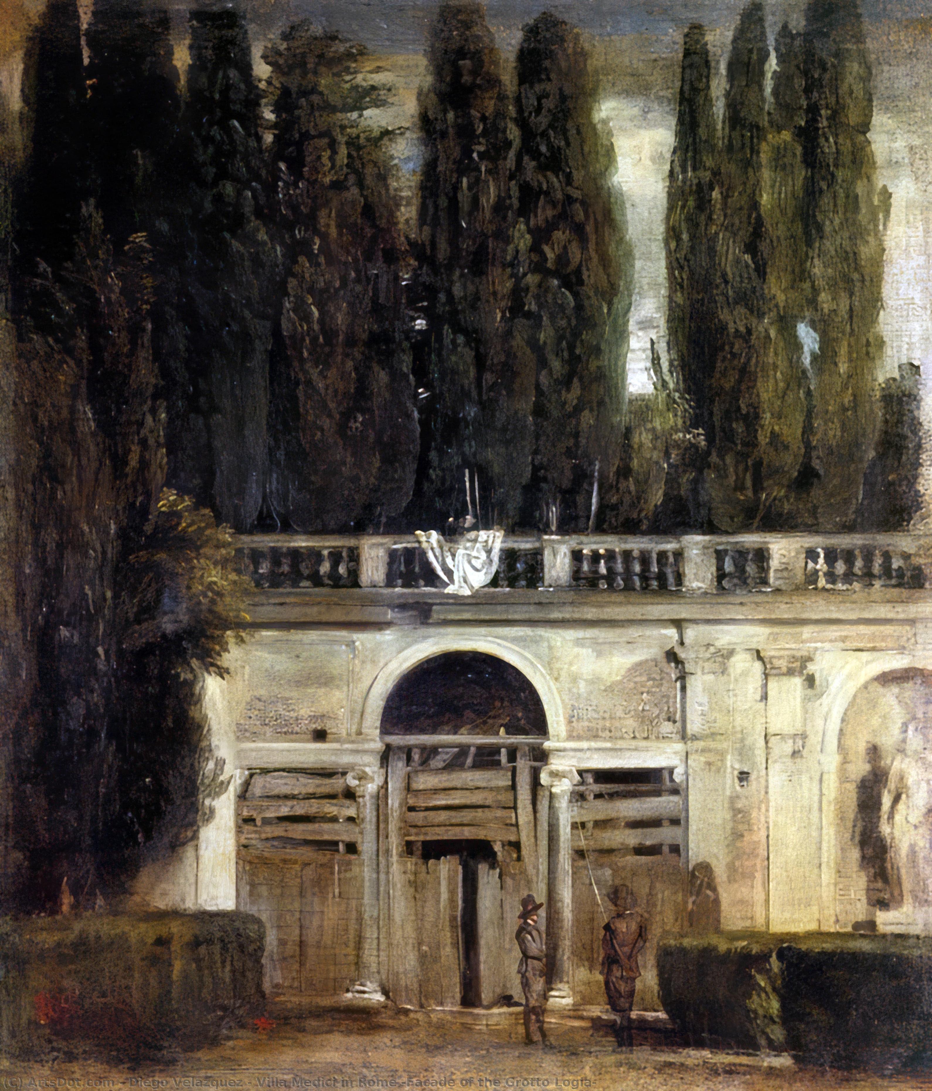 Wikioo.org - The Encyclopedia of Fine Arts - Painting, Artwork by Diego Velazquez - Villa Medici in Rome (Facade of the Grotto Logia)