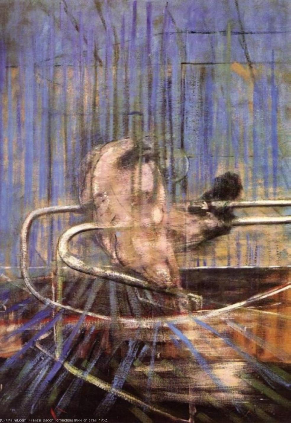 Wikoo.org - موسوعة الفنون الجميلة - اللوحة، العمل الفني Francis Bacon - crouching nude on a rail, 1952