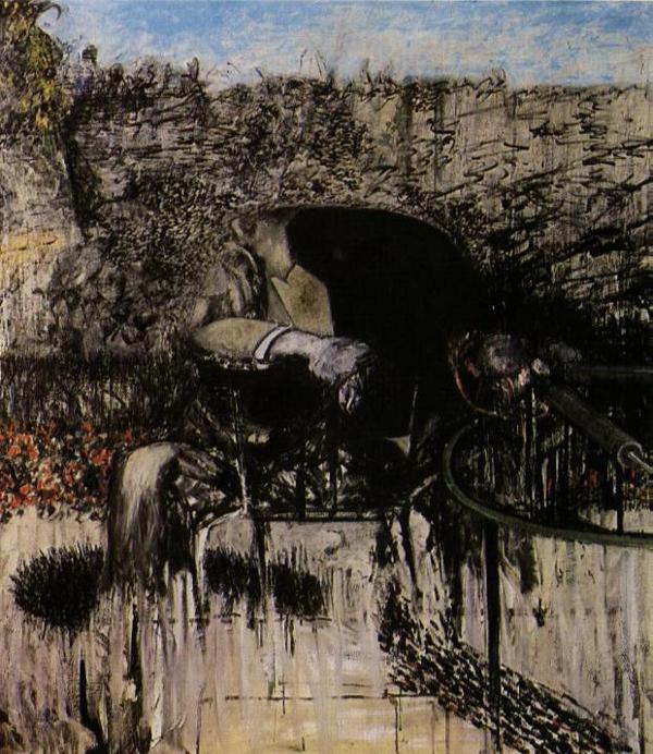 Wikioo.org - The Encyclopedia of Fine Arts - Painting, Artwork by Francis Bacon - figure in a landscaspe, 1945
