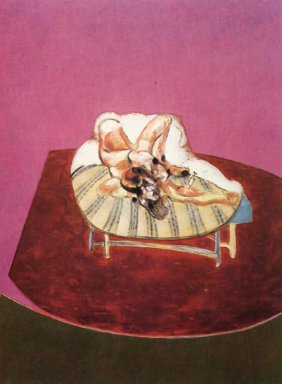 Wikioo.org - สารานุกรมวิจิตรศิลป์ - จิตรกรรม Francis Bacon - lying figure with hypodermic syringe, 1963
