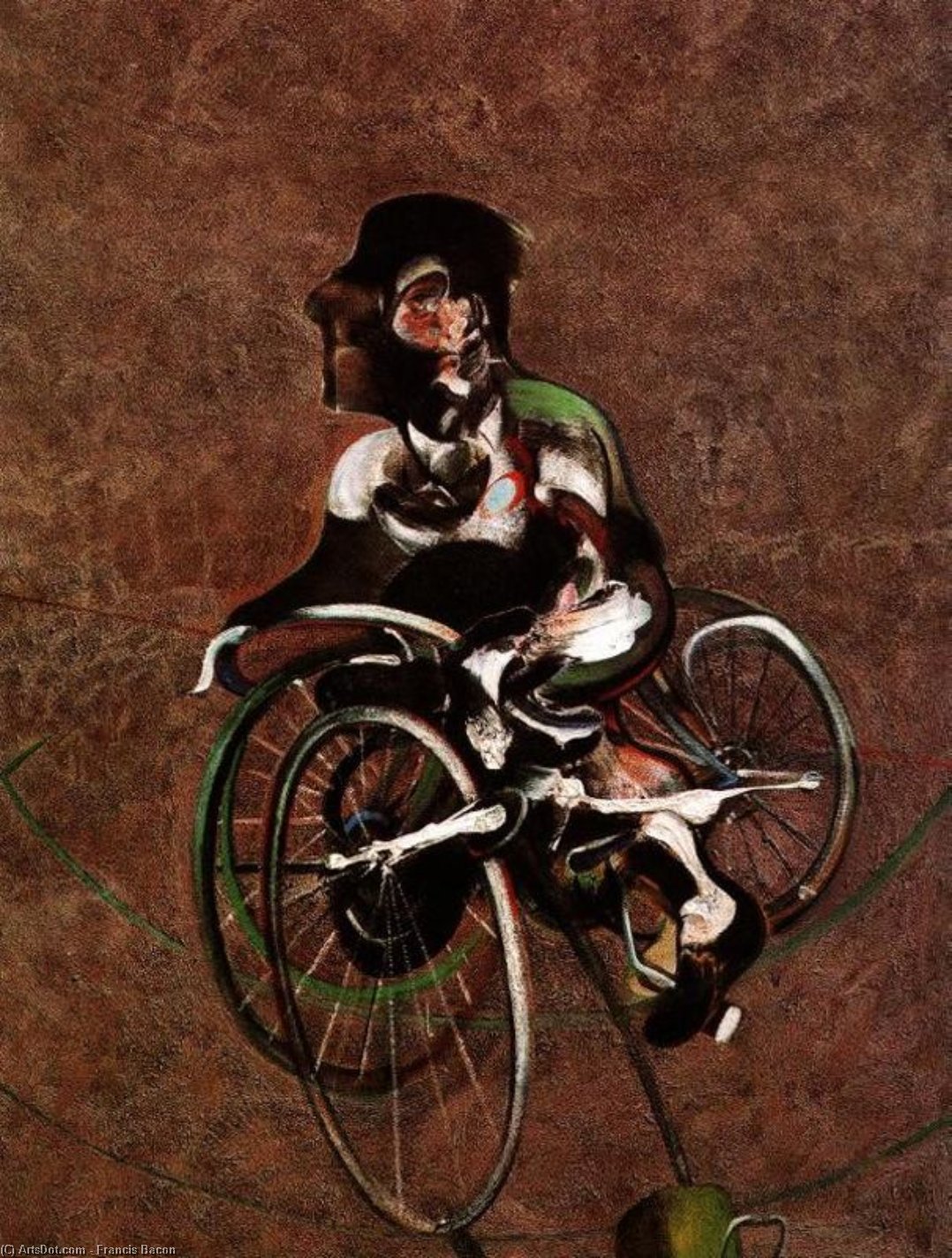 Wikioo.org - The Encyclopedia of Fine Arts - Painting, Artwork by Francis Bacon - portrait of george dyer riding a bicycle, 1966