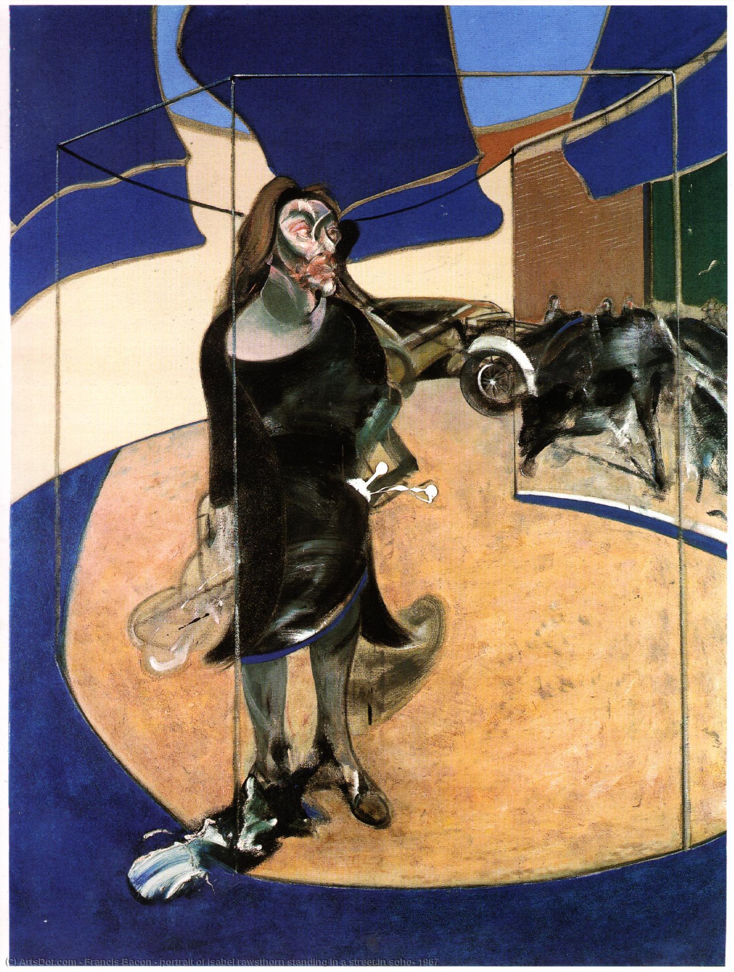 Wikioo.org – L'Encyclopédie des Beaux Arts - Peinture, Oeuvre de Francis Bacon - portrait de isabelle rawsthorn debout une rue dans soho , 1967