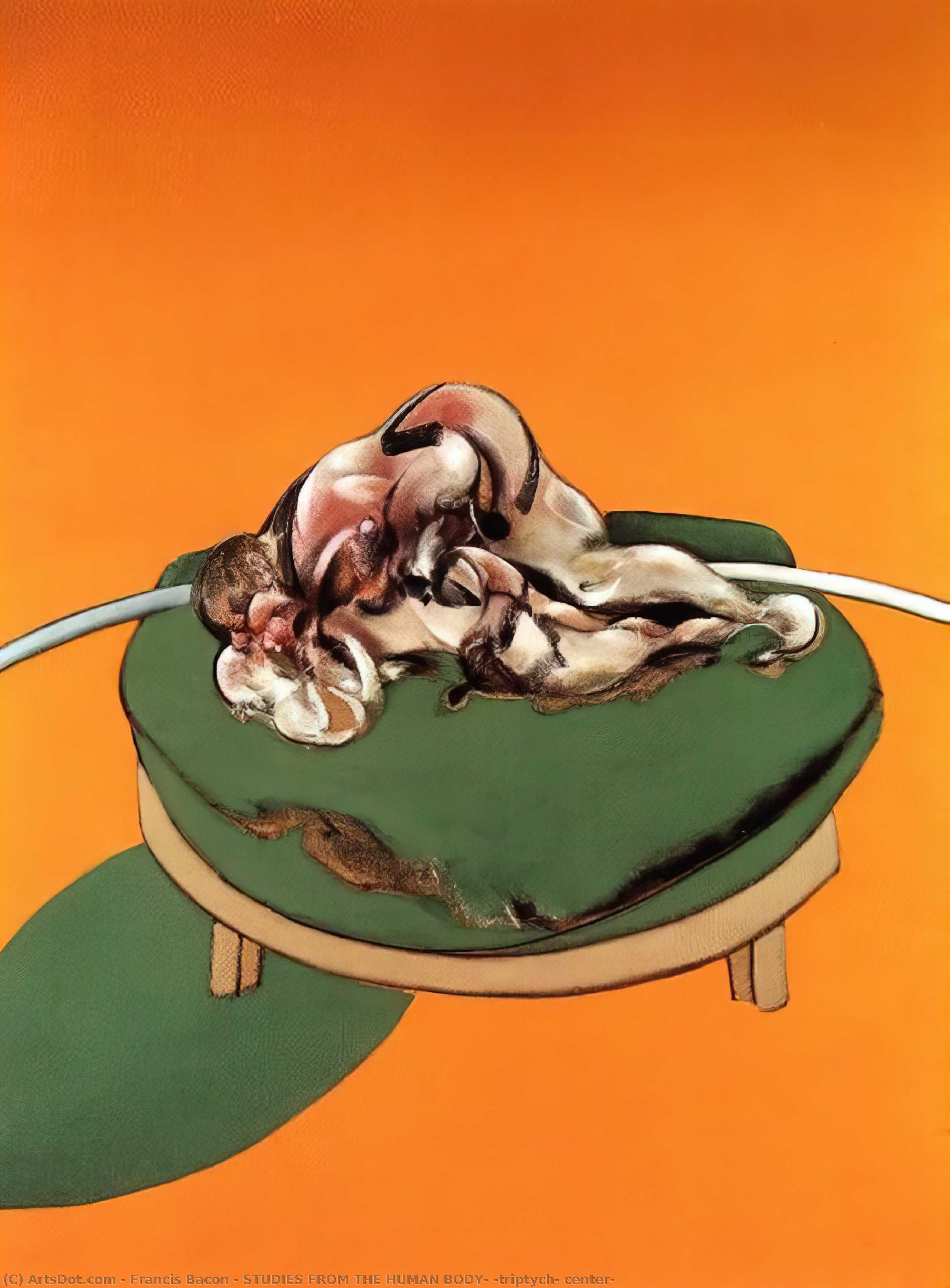 Wikoo.org - موسوعة الفنون الجميلة - اللوحة، العمل الفني Francis Bacon - STUDIES FROM THE HUMAN BODY, (triptych, center)