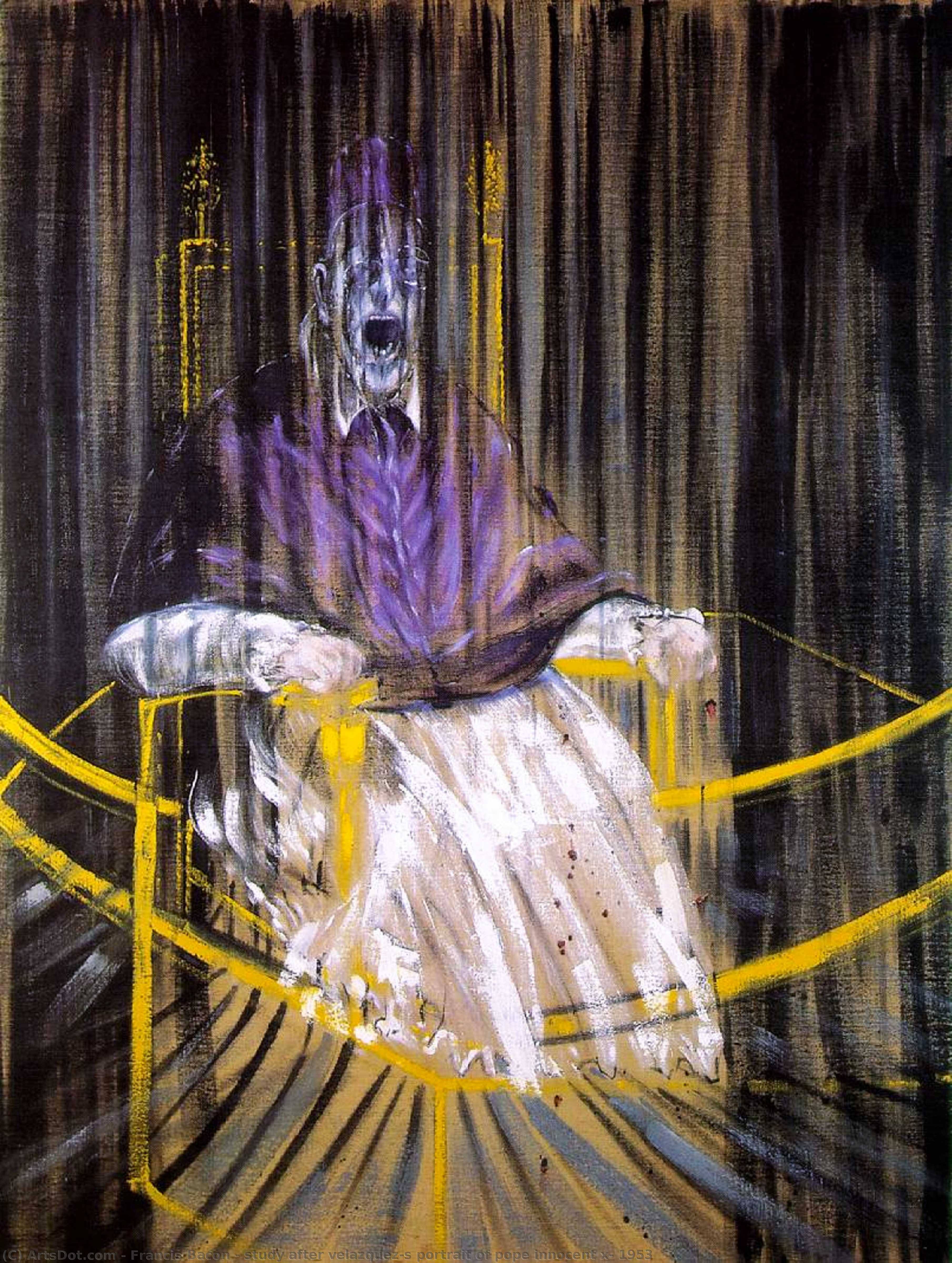 Wikoo.org - موسوعة الفنون الجميلة - اللوحة، العمل الفني Francis Bacon - study after velazquez's portrait of pope innocent x, 1953