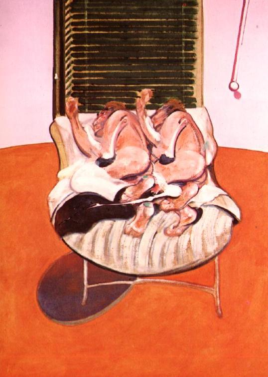 WikiOO.org - Encyclopedia of Fine Arts - Maalaus, taideteos Francis Bacon - two figures lying on a bed with attendants, 1968 b