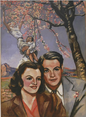 Wikioo.org - The Encyclopedia of Fine Arts - Painting, Artwork by Francis Picabia - Portrait of a Couple, Le Cerisier, 1942-43