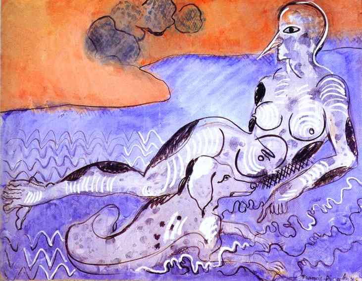 Wikioo.org - The Encyclopedia of Fine Arts - Painting, Artwork by Francis Picabia - Woman with a Dog (Le femme au chien)