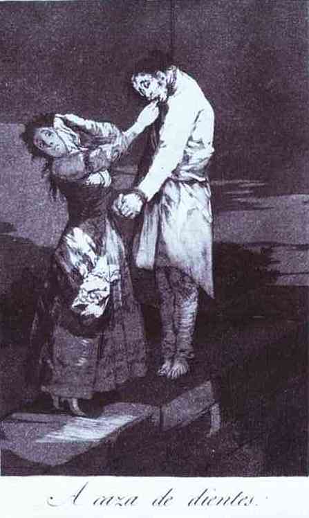 WikiOO.org - Enciclopédia das Belas Artes - Pintura, Arte por Francisco De Goya - Capricho 12 A caza de dientes (Out Hunting for Teeth)