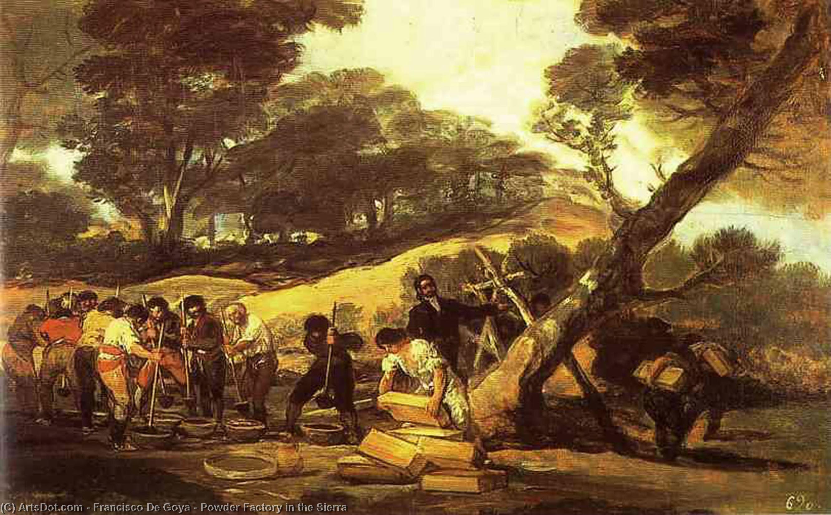 Wikoo.org - موسوعة الفنون الجميلة - اللوحة، العمل الفني Francisco De Goya - Powder Factory in the Sierra