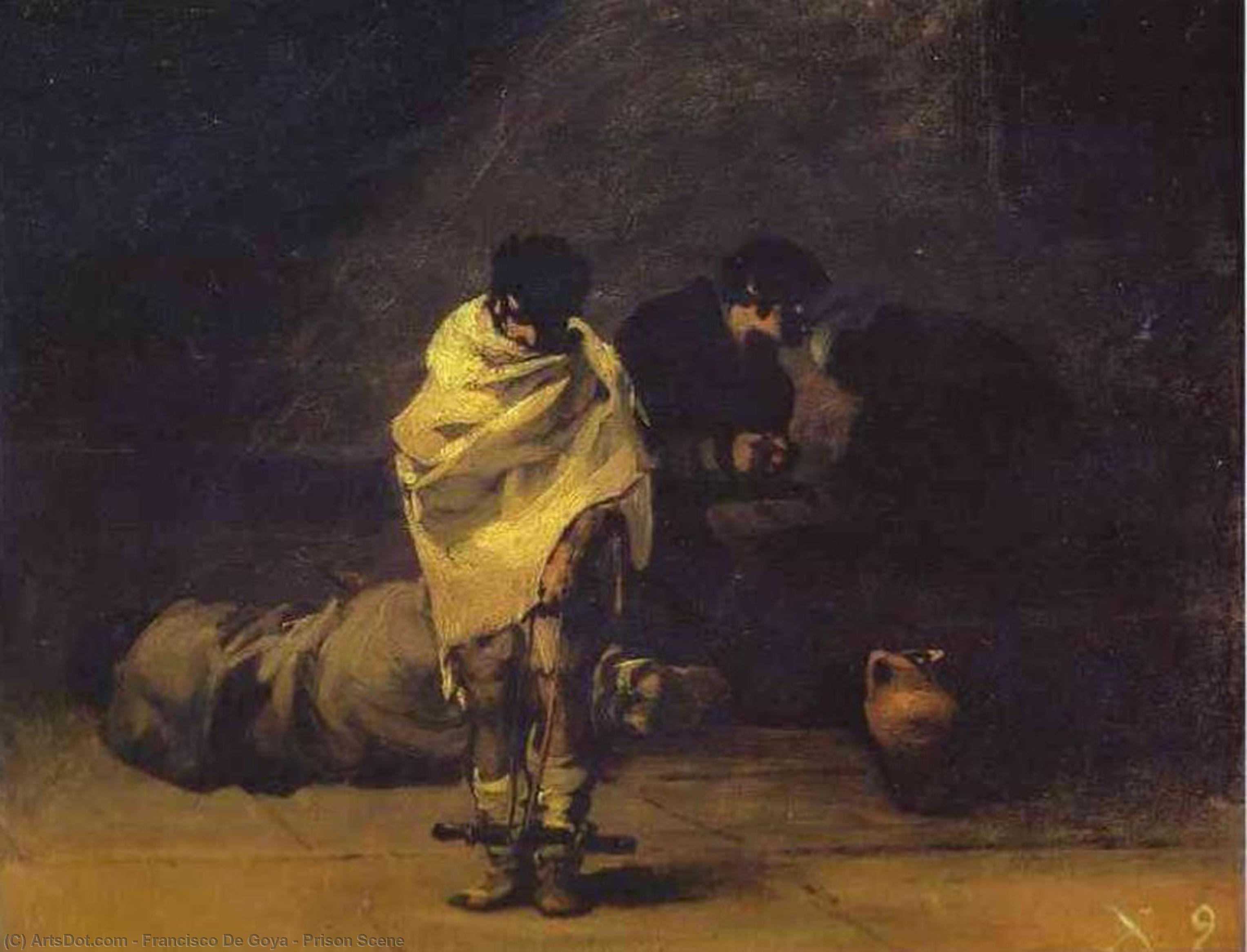 Wikoo.org - موسوعة الفنون الجميلة - اللوحة، العمل الفني Francisco De Goya - Prison Scene