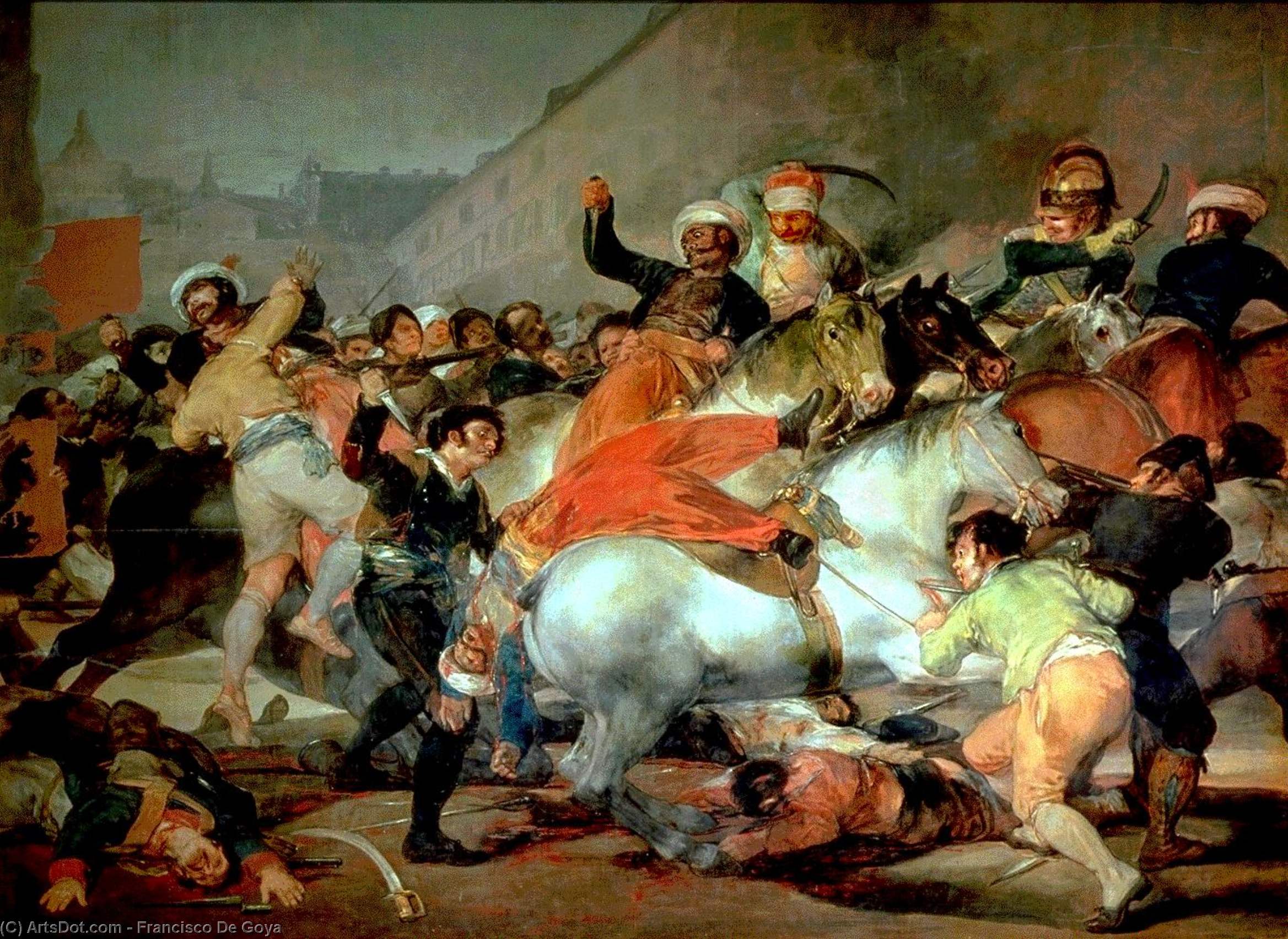 Wikoo.org - موسوعة الفنون الجميلة - اللوحة، العمل الفني Francisco De Goya - The Second of May, 1808 at the Puerta del Sol