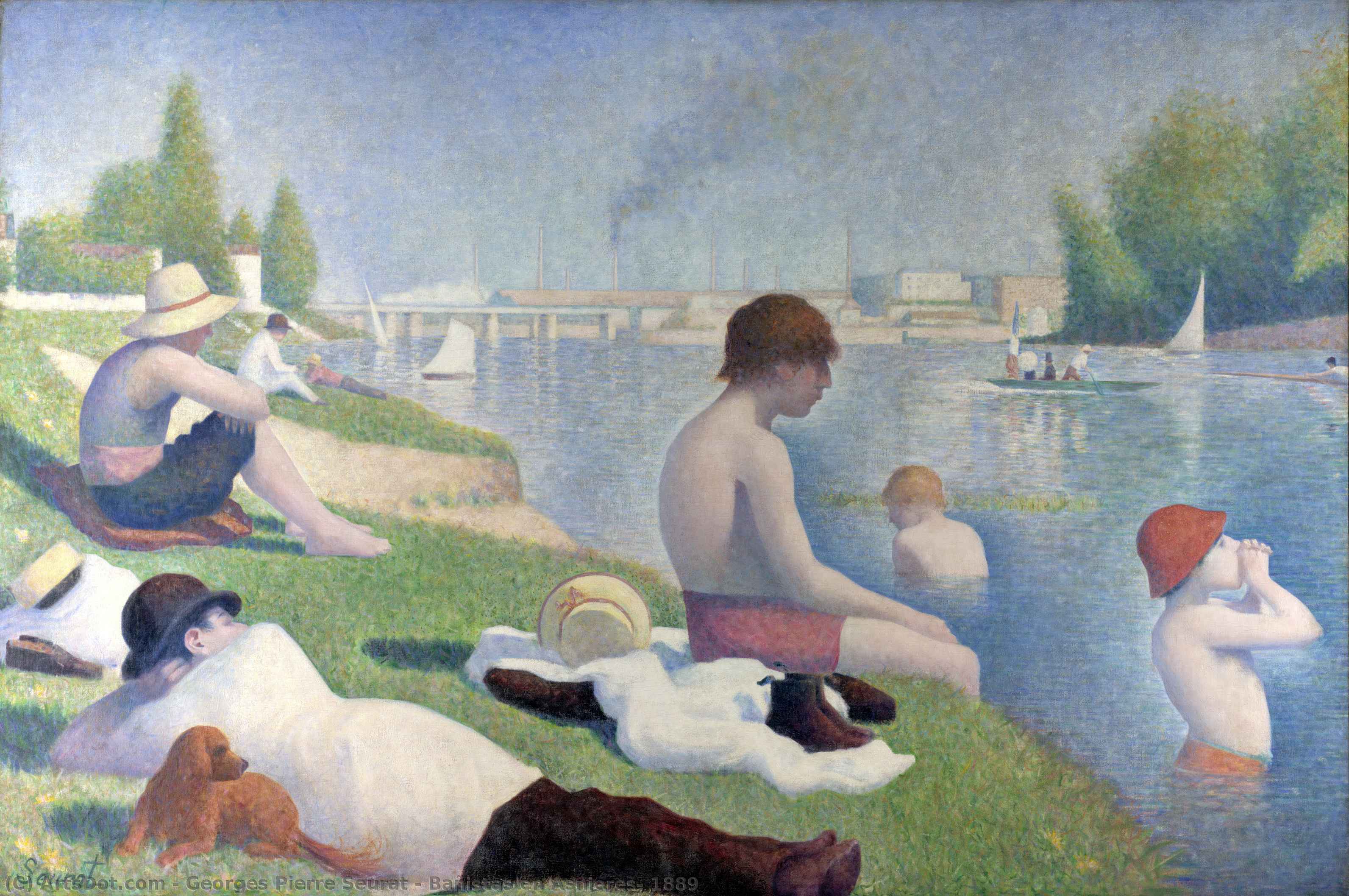 WikiOO.org - Εγκυκλοπαίδεια Καλών Τεχνών - Ζωγραφική, έργα τέχνης Georges Pierre Seurat - Bañistas en Asnieres, 1889