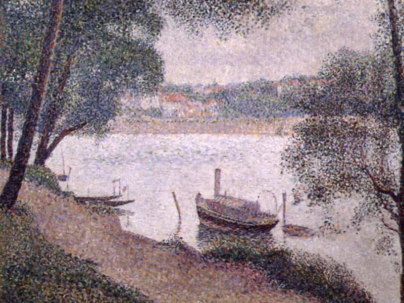 Wikoo.org - موسوعة الفنون الجميلة - اللوحة، العمل الفني Georges Pierre Seurat - Landscape with a Boat