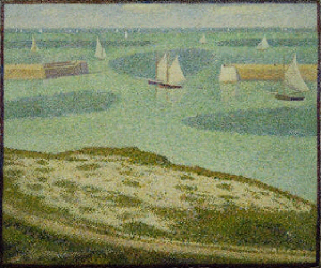 Wikoo.org - موسوعة الفنون الجميلة - اللوحة، العمل الفني Georges Pierre Seurat - Port-en-Bessin, Entrance to the Harbor, 1888