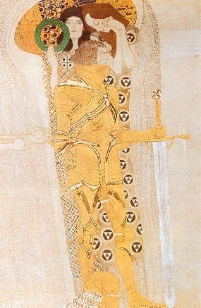 WikiOO.org - Encyclopedia of Fine Arts - Malba, Artwork Gustav Klimt - 14.Friso Beethoven. El ansia de felicidad (detalle), 1902