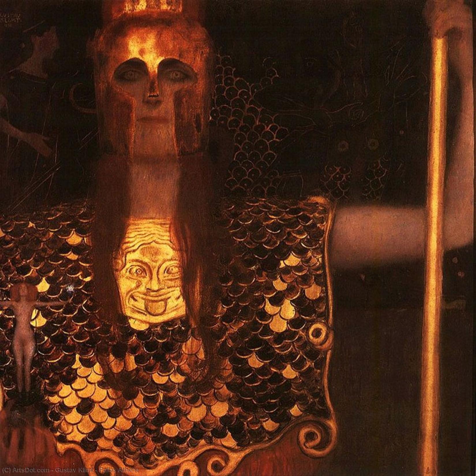 Wikoo.org - موسوعة الفنون الجميلة - اللوحة، العمل الفني Gustav Klimt - Pallas Athene