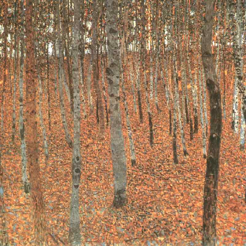 Wikoo.org - موسوعة الفنون الجميلة - اللوحة، العمل الفني Gustav Klimt - Beech Forest